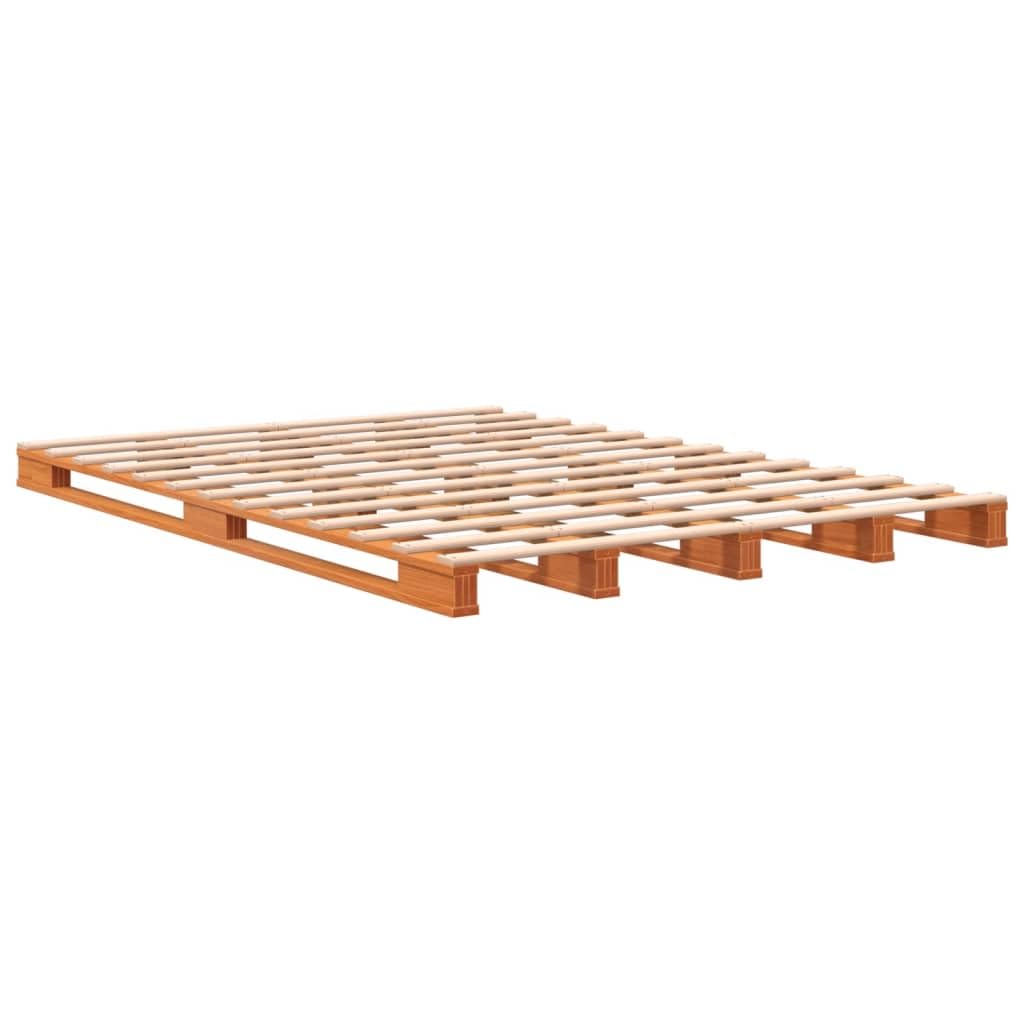 vidaXL Palettenbett Wachsbraun 140x200 cm Massivholz Kiefer