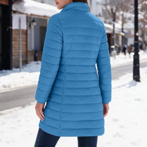 Puffer Jackets for Women Winter Mid Length Full Zipper Fashion Down Coats - image 5