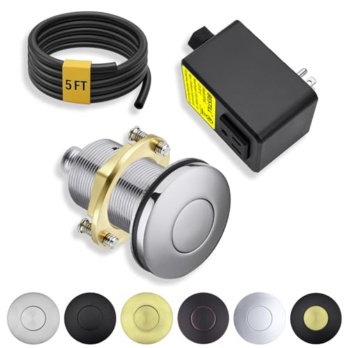 Image of BESTILL Garbage Disposal Air Switch Kit - UL Listed, All Metal Sink Top On /Off Button in Chrome, Compatible with Kohler, Moen and Delta Faucets