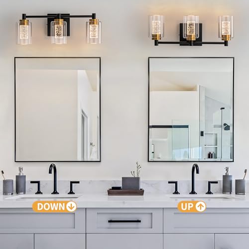 WILON 3-Light Modern Wall Sconces Vanity Light Fixtures, Black and Gold by WILON - Used condition - Image 8