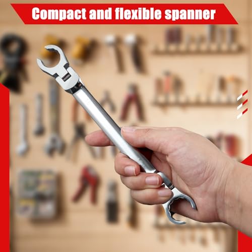 Image of Flex Head Flare Nut Wrench 16 * 18mm Flexible Line Set - Metric Flare Tool for Automotive and Plumbing Repairs - 40Cr Steel