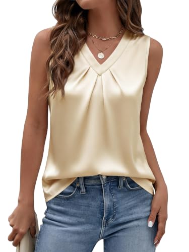 Beige Silk Tank Top