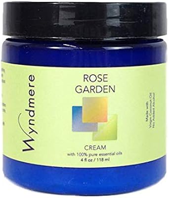 Wyndmere Rose Garden Cream 4oz Face and Body Moisturizing Cream with Pure Essential Oils and Organic Virgin Coconut Oil
