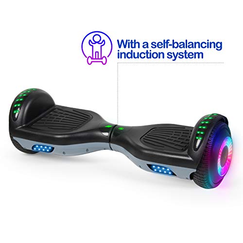SISIGAD Hoverboard, with Bluetooth and Colorful Lights Self Balancing Scooter