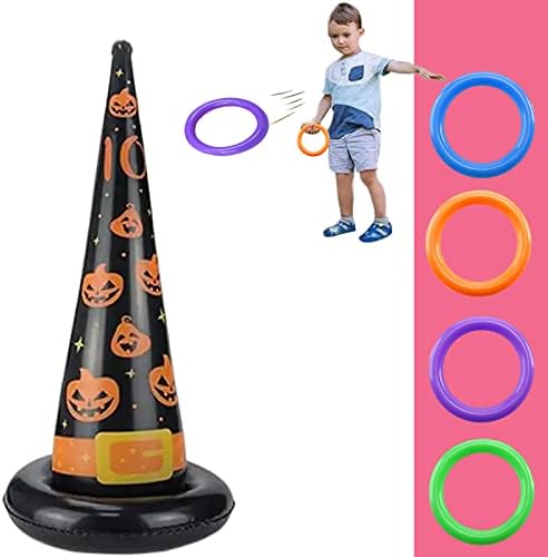 Halloween Party Ring Toss Game for Kids Adults,Inflatable Halloween Spider Ring Toss Game with 4 Rings,Fun Halloween Games for Families School Office Indoor Outdoor Game,Halloween Kids