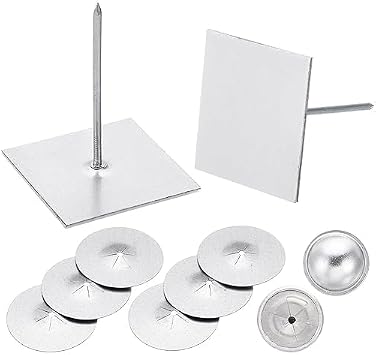 Self-Stick Insulation Pins 1-5/8 inches 100 pcs with 100 Self-Locking Washers and 100 Dome Caps