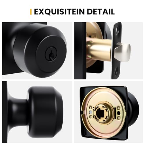 Goldenwarm Matte Black Exterior Door Knob and Deadbolt Set, Keyed-Different Entry Locksets with Lock and Key 1 Pack Set by Goldenwarm - Image 6