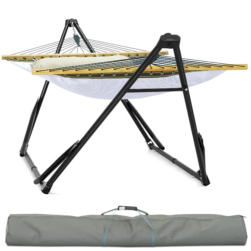 Tranquillo Unity Adjustable Hammock Stand, 800 lbs Capacity Steel Double Hammock Stand for 2 Persons, Premium Pre-Assembled Stand for Indoor Outdoor, Grey