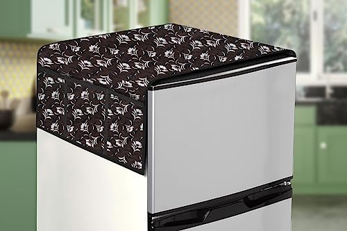 Image of Stylista Refridgerator top Cover Suitable for Samsung RS76CG8003S9HL, 653 Liter Fridge, Dimension (WXD) 71x141 CM, Floral Pattern Dark Brown