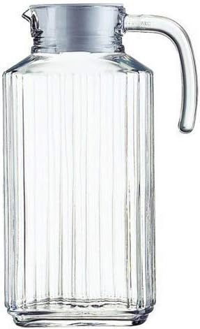 Miniatura 3 de Glass Ware - Jarra acanalada con tapa y asa, hasta 60 oz.Cada uno elegante y elegante, para leche, té helado, jugos, agua, etc. 1.8 L. (tapa es