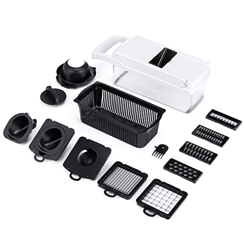 Keouke Vegetable Chopper Dicer 16 In 1 Veggie Spiralizer Cutter For Onion Tomato Potato Food Chopper Slicer With Draining Container Slicing Dicing Shredding Stainless Steel Blades #TOP6