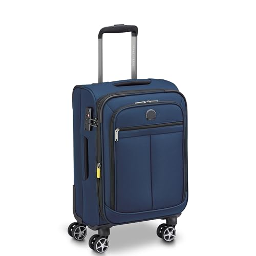 Image of DELSEY PARIS Priscilla 55 CM Small Polyester 8 Wheels Blue Expandable Carry-on Softside with Global Warranty 2 Years Trolley Bag /Suitcase /Lugguage