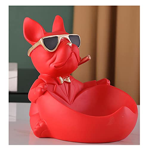 Sieraden Organizer, Hars Beeldjes Bulk, Unieke Mini Geometrische Hond Hondje Met Zonnebril Beeldje Huis Woonkamer Slaapkamer Entree Tafel Bureau Decor Handgemaakte Artware Geschenken (Color : Red
