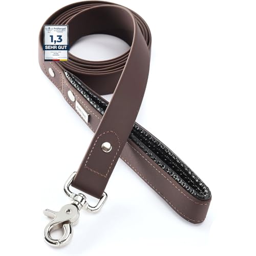 PetTec Hundeleine mit Handschlaufe, Führleine 2m bis 80kg, verstellbare Trainingsleine/Ausbildungsleine/Trekkingleine für Hunde aus TRIOFLEX (ähnl. Biothane), wasserabweisend & robust, Dog Leash