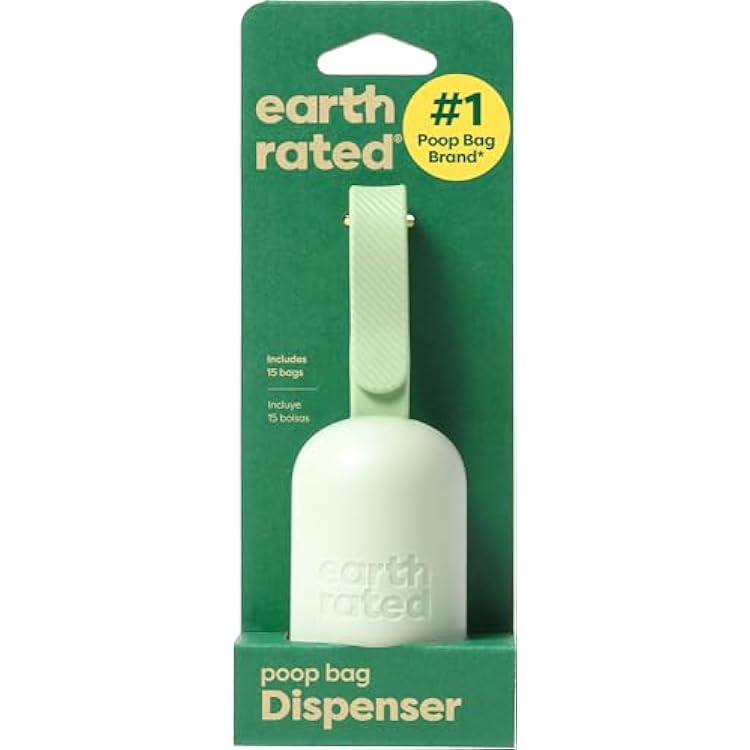 Earth Rated Dog Poop Bag Holder, Durable and  Leakproof, Unscented, Dispenser with Starter Roll