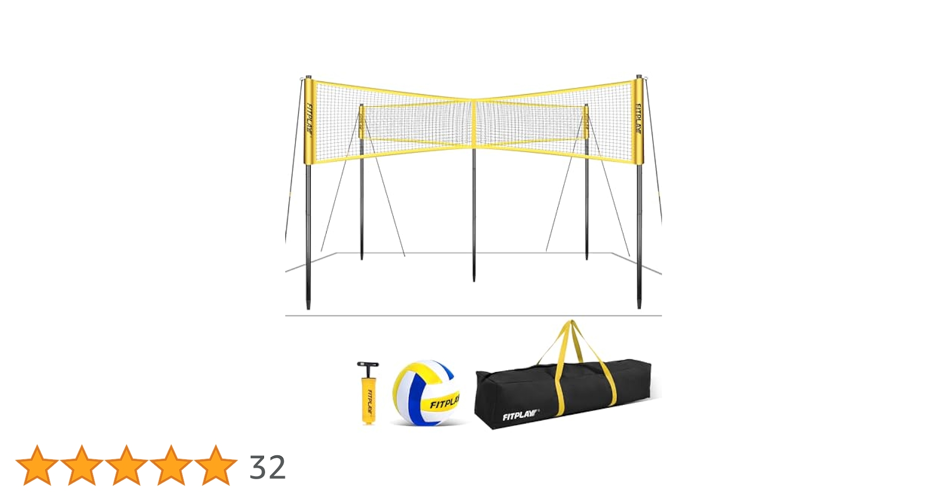【新品／値段交渉可】バレーボール・センターネット Amazon | 4つの正方形バレーボールネット 大人と若者用 - 高さ3