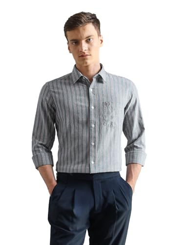 Image of Arrow Sport Men Slim fit Cotton Checked Long Sleeves Spread Collar Shirt