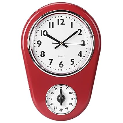 Tyenaza Retro Wall Clock, Vintage Kitchen Clocks, Hanging Clock Home Kitchen Timer Room Decoration