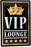 Tin Sign Blechschild 20x30 VIP Lounge mit Goldener Krone und 5 Sterne ideale Deko für Bar Kneipe Pub Party Raum Spielothek Casino Gastronomie Werkstatt Kinderzimmer Büro UVM