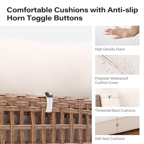 image for LAUSAINT HOME 7-Piece Wicker Patio Furniture Set, PE Rattan Outdoor Se