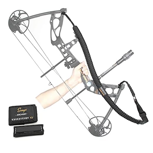 SUNYA Paracord Compound Bow Sling with V2 Upgraded Magnetic Connection System. Lightweight Hands Free Shoulder Carrying Sling for Bow Hunting, Field Archery and 3D(Blackout)
