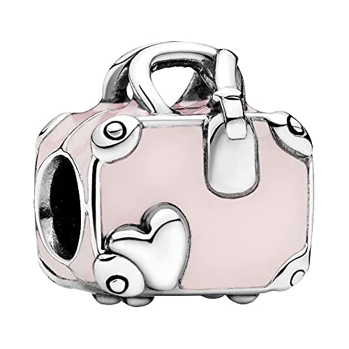 Annmors Donna Ciondolo Valigia Rosa Argento 925 Colgantes per Charm Bracciale