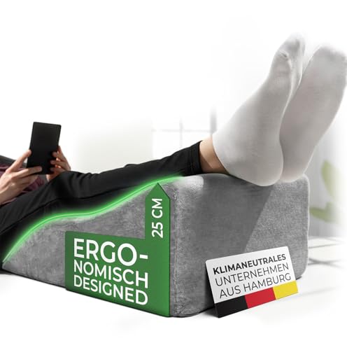 Ergonomisches Venenkissen zum Beine hochlagern - Beinauflage zum Beine hochlegen - Beinhochlagerungskissen - Keilkissen Stützkissen für Beine & Knie ideal als Lymphkissen und Venenkeil für beide Beine