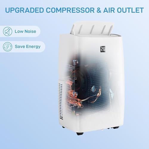 Image of 12000 BTU Portable Air Conditioner for Rooms up to 550 Sq Ft, Quiet Operation with Dehumidifier, Sleep Mode, Timer & Remote Control Included