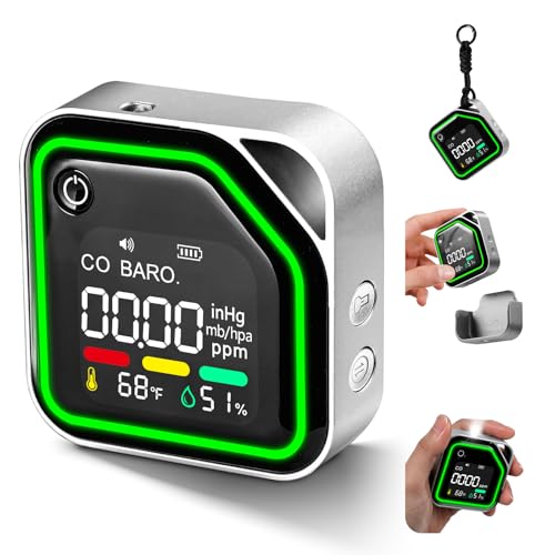 Portable Carbon Monoxide Detector for Travel – 4-in-1 Rechargeable CO Monitor with 500-Hr Battery,...