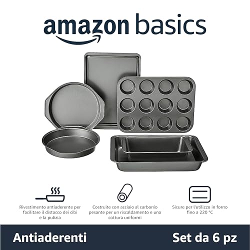 Amazon Basics Set da 6 teglie da forno antiaderenti - Immagine 1