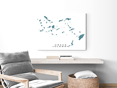 Greece Islands Map Art Print 8X10, Greek Islands Poster 24X36, Handmade Greek Islands Wall Decor, Santorini, Rhodes, Mykonos, Greece Gifts By Maps As Art #TOP3