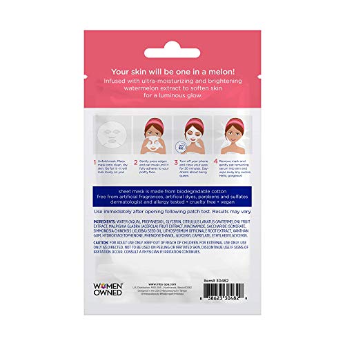 Miss Spa Watermelon Hydrating Sheet Mask For Face, Brightening & Moisturizing Face Mask Hydrate And Refresh Skin, Anti-Aging Skin Care Products For Women, Face Sheet Mask Dermatologist Tested, 4 Pack #TOP2