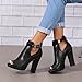 ZDLJYL Women's Open Peep Toe Booties Cutout Side Strap Mid Black Chunky Heel Fashion Ankle Bootie Summer Travel Sandals for Women