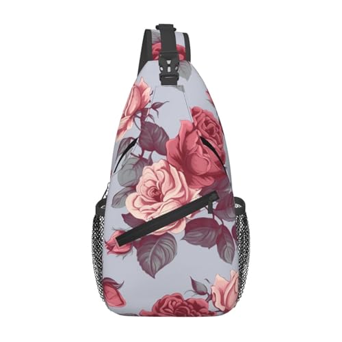 Bolso sling unisex negro floral para viaje y paseo miniatura 1