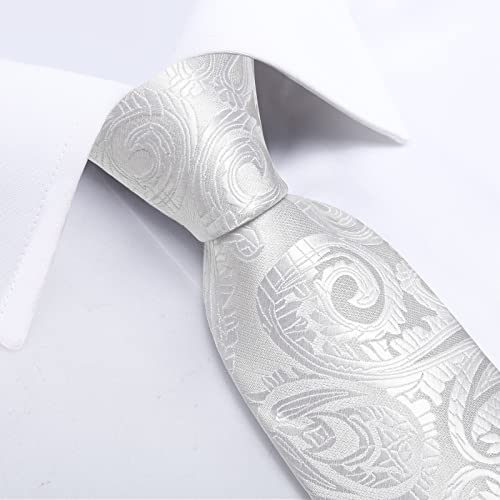 Image of DiBanGu Extra Long Tie for Men 63 inch XL Silk Necktie Set | Pocket Square and Cufflinks, Big and Tall, Jacquard Woven, Gift Box, Paisley /Plaid /Solid /Striped, for Weddinng Party Business