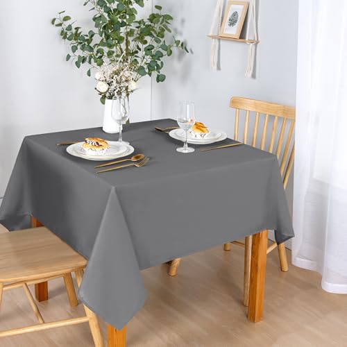 DWCN Square Tablecloth - 40 x 40 Inch - Waterproof Stain and Wrinkle Resistant Washable Table Cloth, Decorative Fabric Table Cover for Kitchen Dining Room Party and Outdoor Use, Light Grey by DWCN - Used condition - Image 4