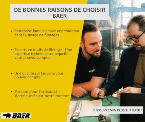 BaerCoil BAER Taraud G 1/8 x 28 HSSG – Taraud d'incision en forme de D – G(BSP) 1/8 x 28 – de machine - filetage pour tuyauterie – vue 6