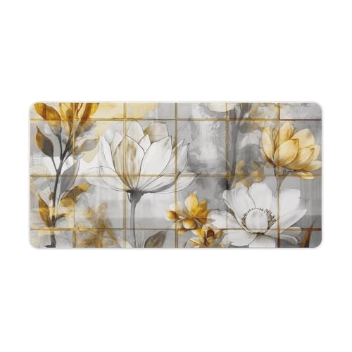 Tapis de souris en caoutchouc avec motif floral et finition cousue durable