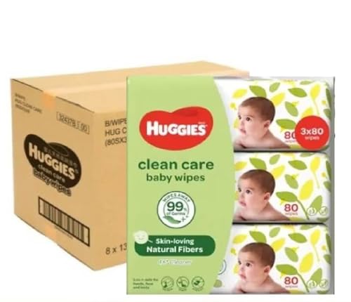 Huggies Clean Care Baby Wipes 80ct (Pack of 12)