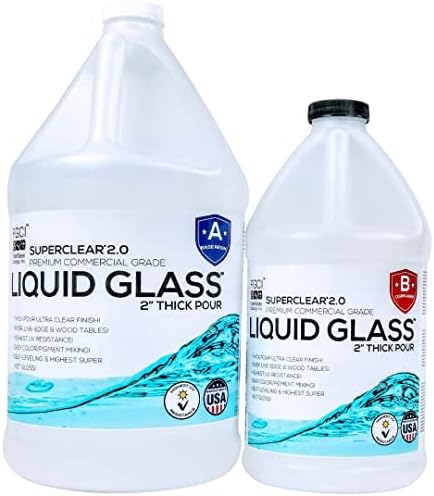 Deep Pour Epoxy Resin Kit Crystal Clear Liquid Glass® 2-4 inch 1.5 GL, Food Grade Safe Self Levelling Epoxy Kit, Clear Epoxy Resin Wood Filler, Clear Casting Resin, River Table Epoxy Resin 2:1