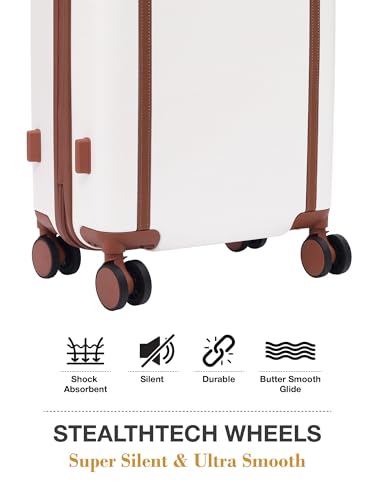 Image of FUR JADEN The Wayfarer Polycarbonate Travel Luggage Suitcase with 8 StealthTech Silent Shock Absorbing Wheels, TSA Lock & Aviation Grade Telescopic Trolley (Oyester White, Set of 3)