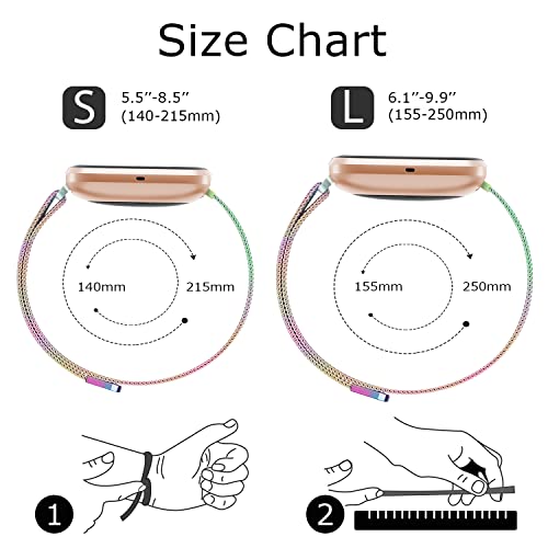 Tobfit [2 unidades] Pulseiras de metal compatíveis com Fitbit Versa 3/Fitbit Sense, com [2 x capas p