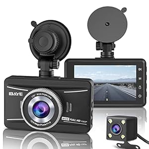 IBAYE Dash Cam Front and Rear, 1080P Full HD Dual Dashcam In Car Dual Dashboard Camera 170°Wide Angle HDR with 3.0″ LCD Display Night Vision, Motion Detection, Parking Monitor, G-sensor