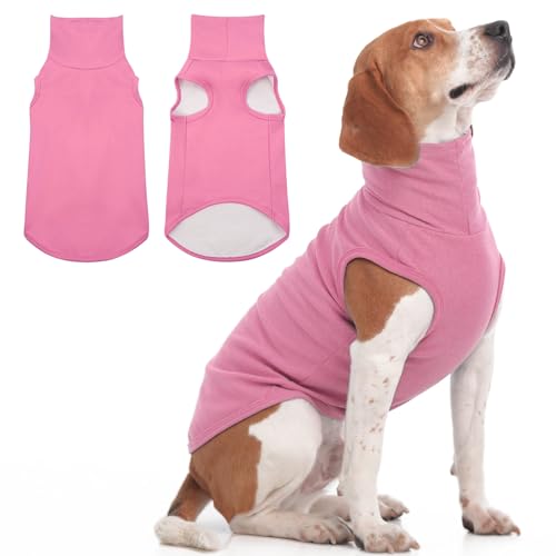 IECOii XL Dog Sweater - Stretch Fleece Vest with Turtleneck - Pink,X-Large, Warm Pullover Dog Fleece Coat for Large Dogs - Christmas Pet Sweatshirt fo