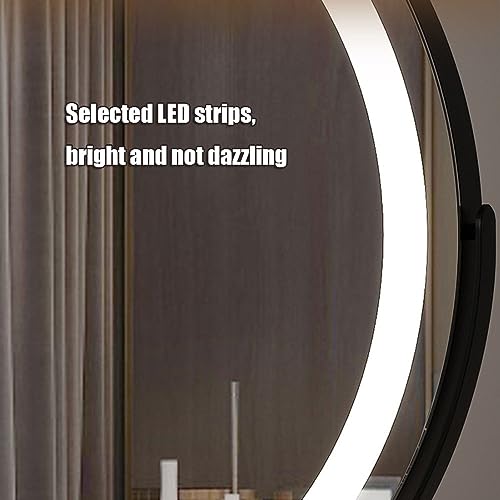 Lustro Vani LED Smart Touch Control z obracaniem o 360° i jasnością 3 - czarne, 52 x 48 cm (20,5 x 18,9 cala) - idealne do makijażu i pielęgnacji