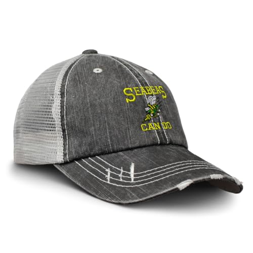Speedy Pros Distressed Trucker Hat Us Navy Seabees Can Do Embroidery Cotton for Men & Women