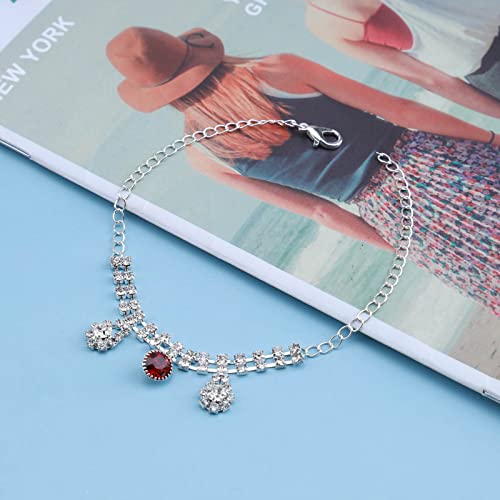 Sttiafay Crystal Gemstone Ankle Bracelet Cubic Zirconia Tennis Anklet Layered Rhinestone Ankle Chain Sparkly Summer Beach Barefoot Sandals Foot Jewelry For Women Teen Girls #TOP1