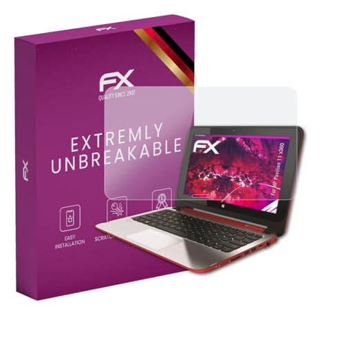 atFoliX Glasfolie kompatibel mit HP Pavilion 11 x360 Bildschirmfolie, 9H Hybrid-Glass FX Schutzpanzer Folie