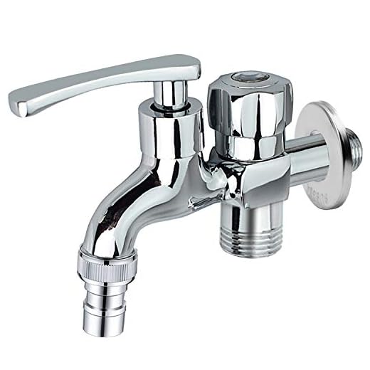 FEIGO vattenkran handfat handfat enkel kylare blandare kran dubbel pip dubbel omkopplare, multifunktionell dubbelhövdad tvättmaskin kran för tvättmaskin kök handfat trädgård B