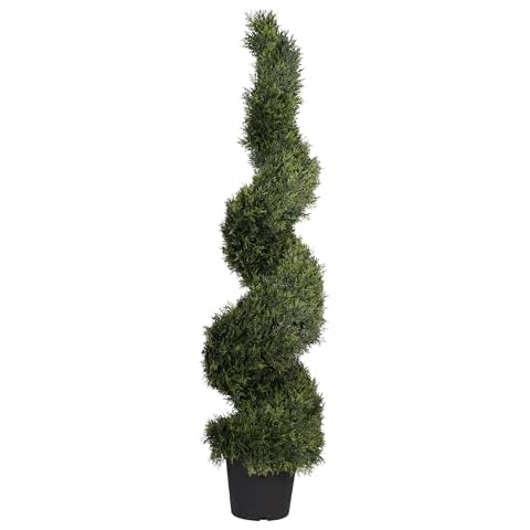 Blooming Artificial Cedar Spiral Topiary Tree Cover